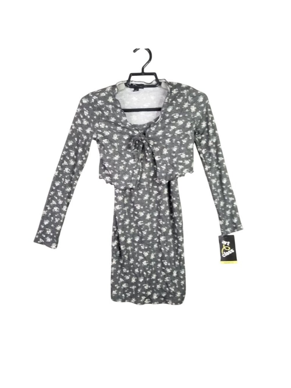 Girls Art Class Gray Floral 2-Piece Tank Top Dress & Cardigan Set Size S (6/6X)
